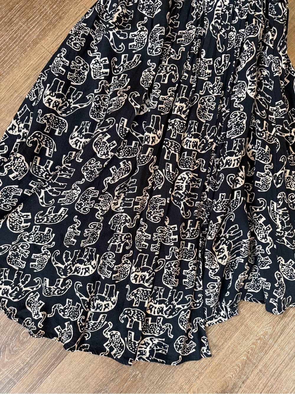 Maeve Elephant Black Printed Short-Sleeve Belted Dress - Picture 2 of 8